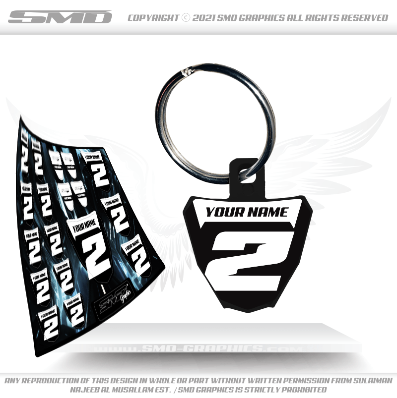 Black - Number Plate Keychain + Stickers
