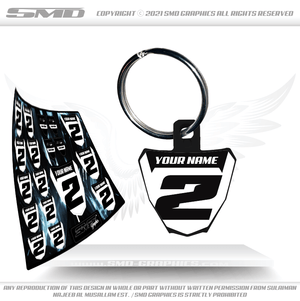 Black - Number Plate Keychain + Stickers