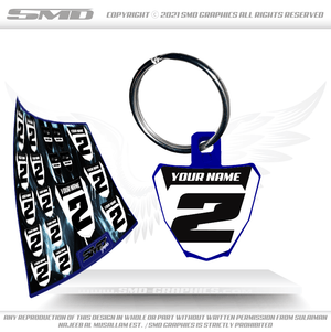Blue - Number Plate Keychain + Stickers