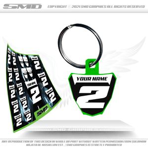 Green - Number Plate Keychain + Stickers
