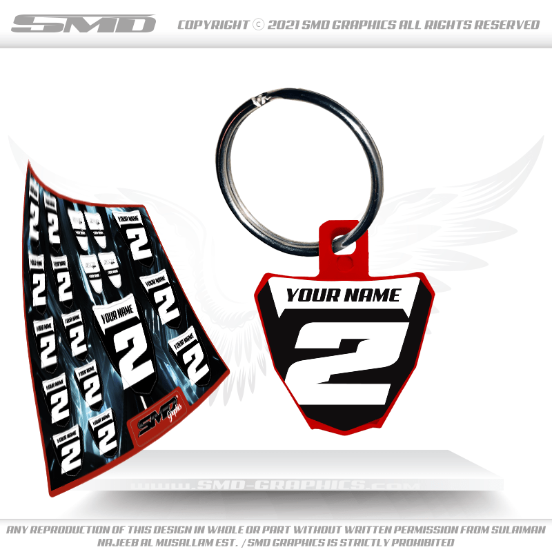 Red - Number Plate Keychain + Stickers