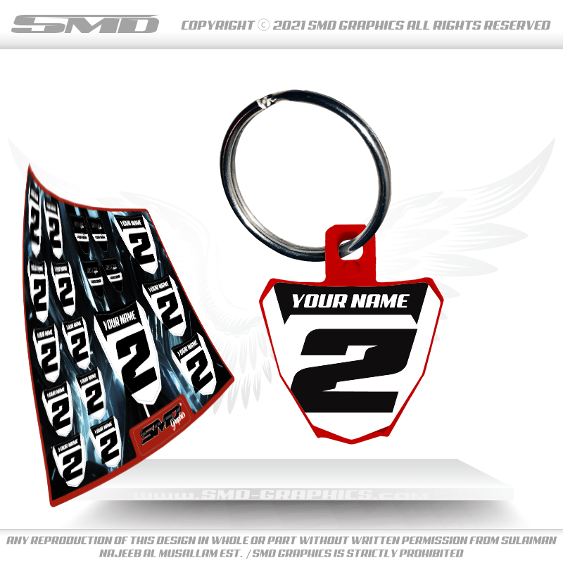 Red - Number Plate Keychain + Stickers