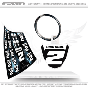 White - Number Plate Keychain + Stickers